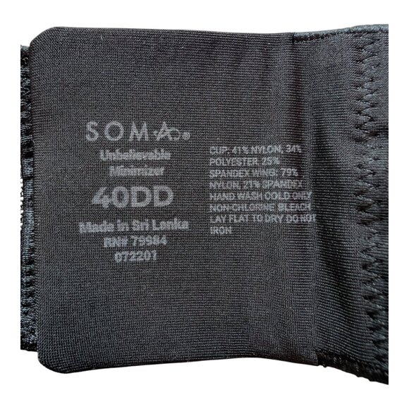 Soma | Unbelievable Minimizer Bra | Black | 40DD - Picture 5 of 7